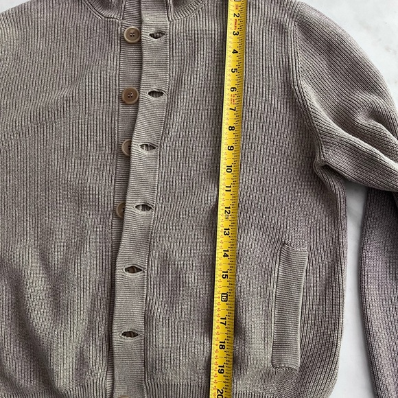 $2,200 MSRP Brunello Cucinelli Taupe Cardigan Hood Contrast Weave Men Size IT48 - Picture 10 of 11